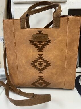 Wrangler Brown Aztec-Embroidered Tote